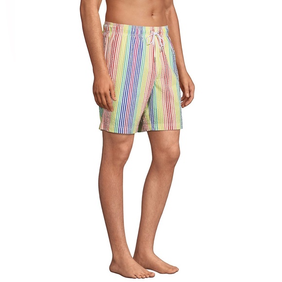 Lands End Men's 8" Seersucker Volley Swim Trunks - Picture 2 of 6